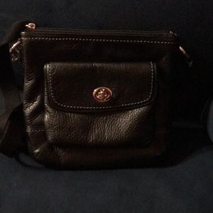 Small black leather crossbody bag